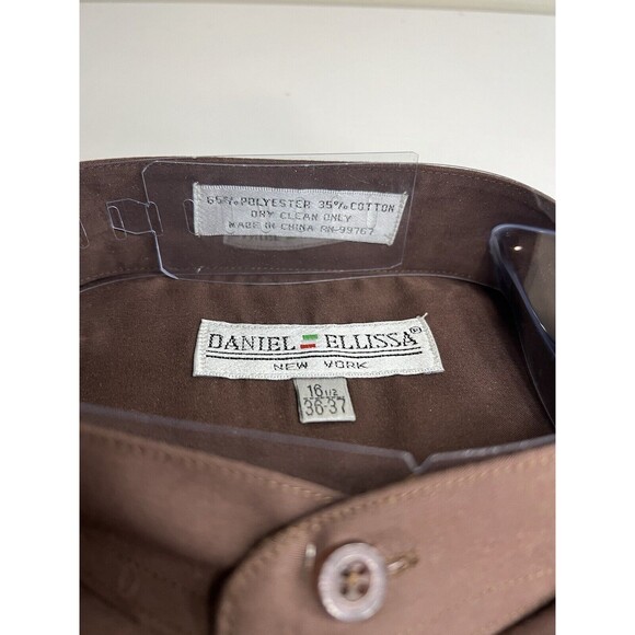 DANIEL ELLISSA MENS DRESS SHIRT BANDED COLLAR SEALED NWT 16.5 BROWN - Picture 9 of 9